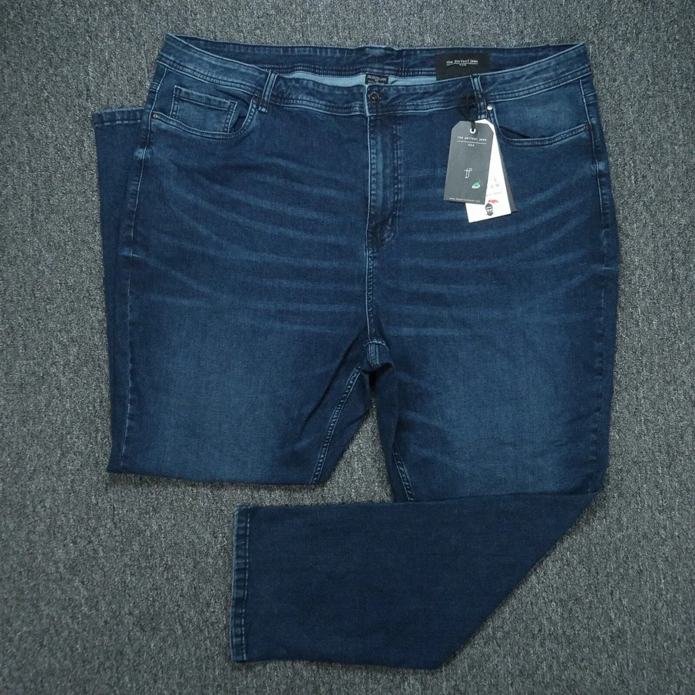 The Perfect Jean Jeans Men 48x32 Blue Slim Thick Dark Wash Whiskered 5 Pocket